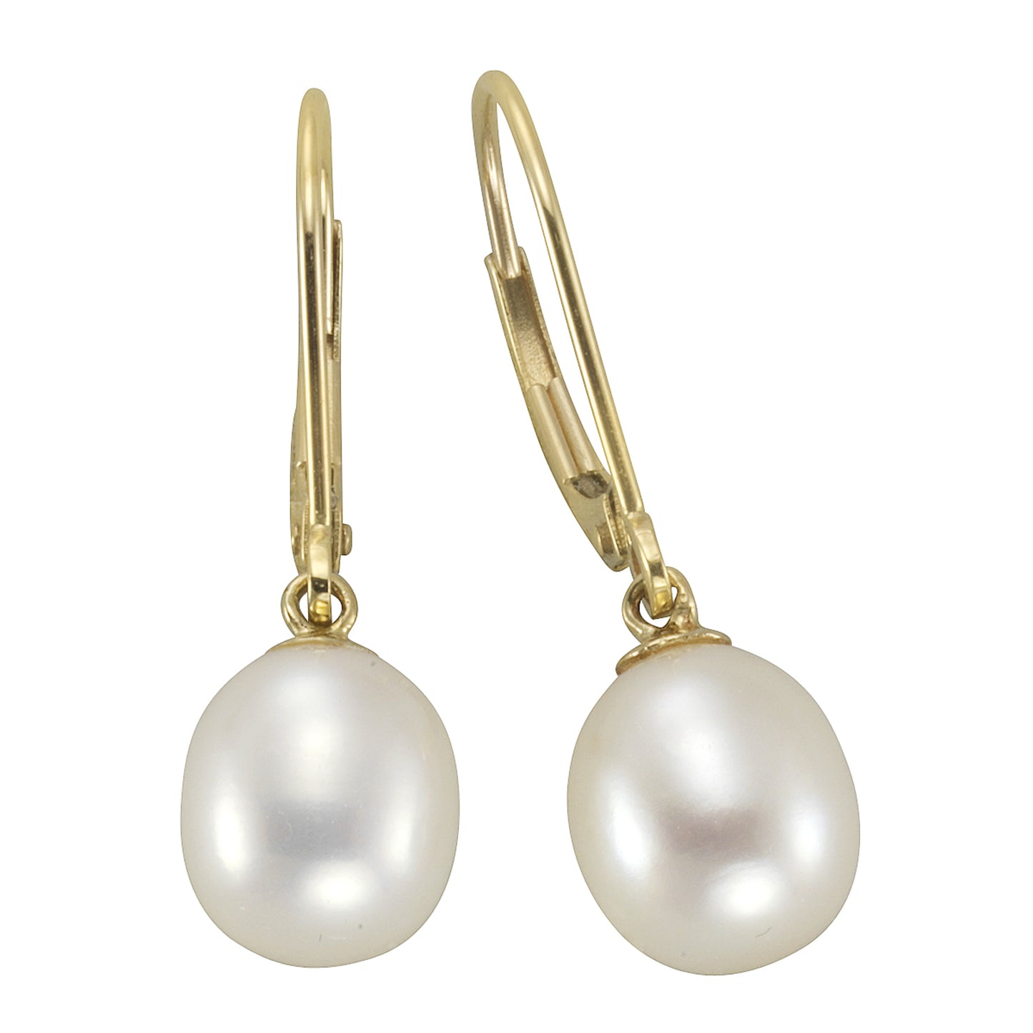 Ohrhänger 585 Gold Perle weiß 8-8,5mm