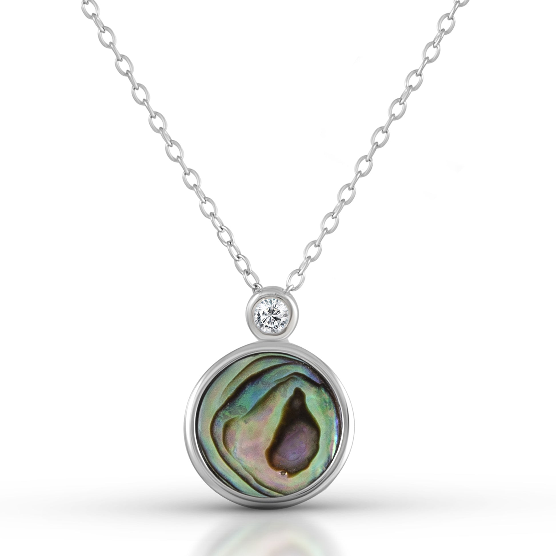 Collier 925 Silber rhodiniert Abalone Zirkonia