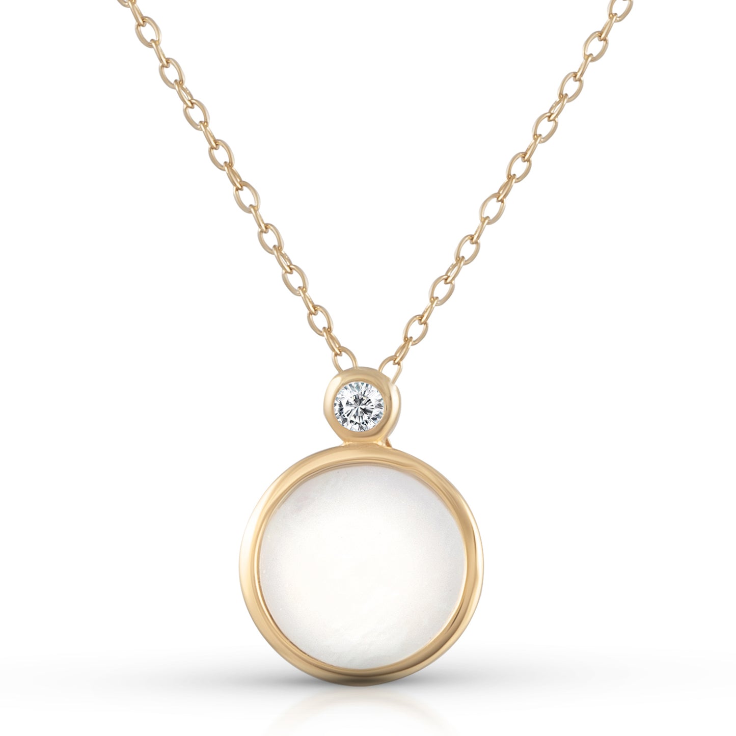 Collier 925 Silber vergoldet Perlmutt Zirkonia
