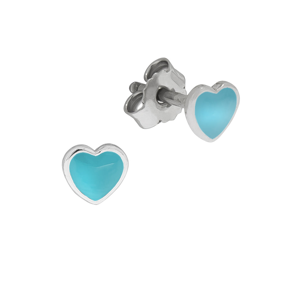 Ohrringe Silber 925 Herz Lack türkis