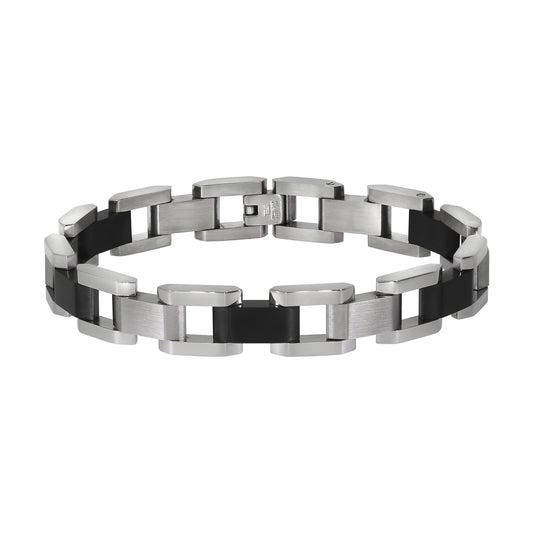 Armband Edelstahl poliert matt zweifarbig schwarz