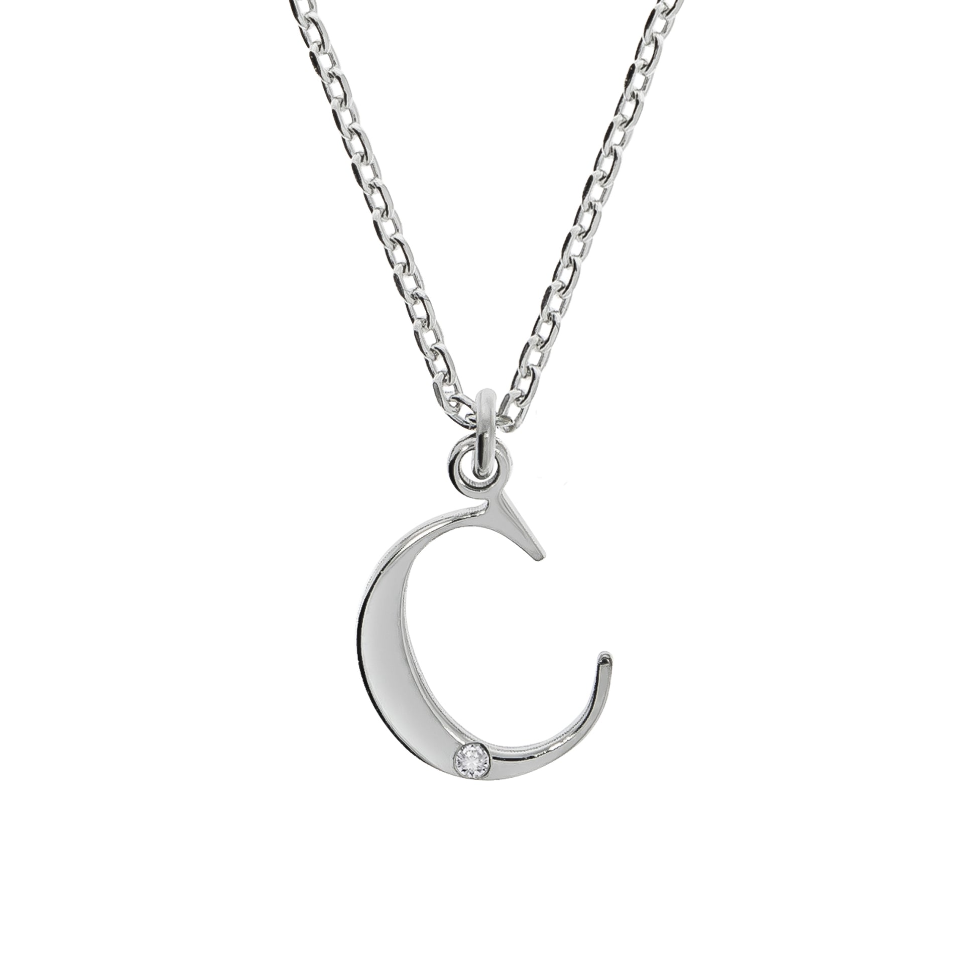 Halskette Silber 925 mit 1x Diamant 0,008ct. Buchstabe C