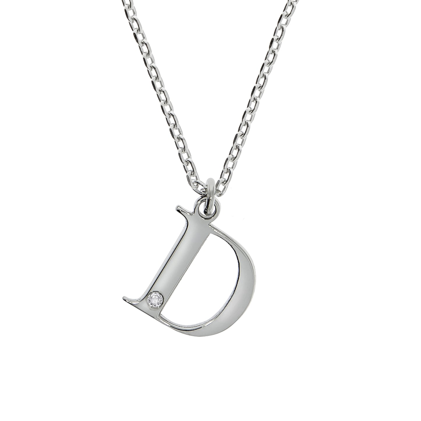 Halskette Silber 925 mit 1x Diamant 0,008ct. Buchstabe D