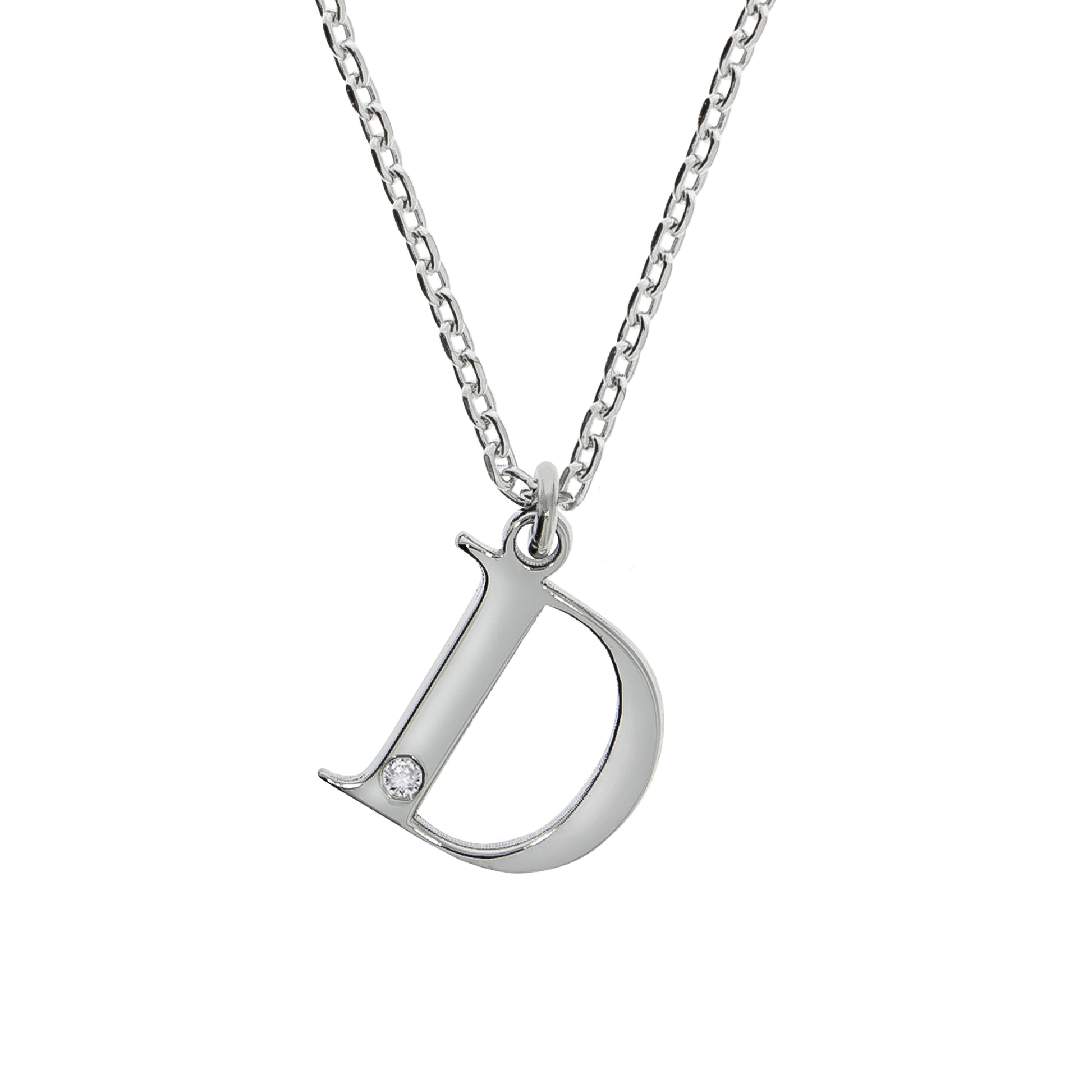 Halskette Silber 925 mit 1x Diamant 0,008ct. Buchstabe D