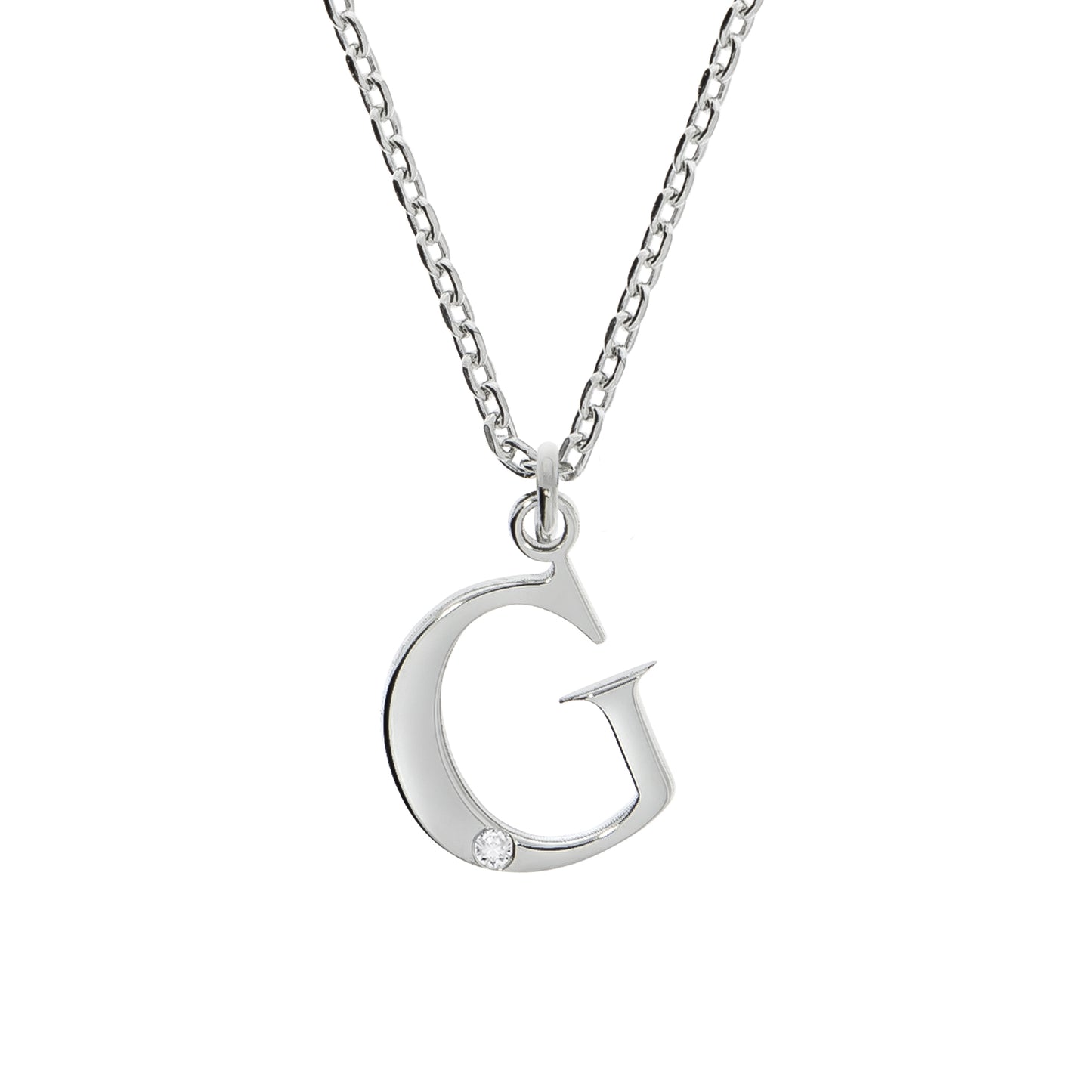 Halskette Silber 925 mit 1x Diamant 0,008ct. Buchstabe G