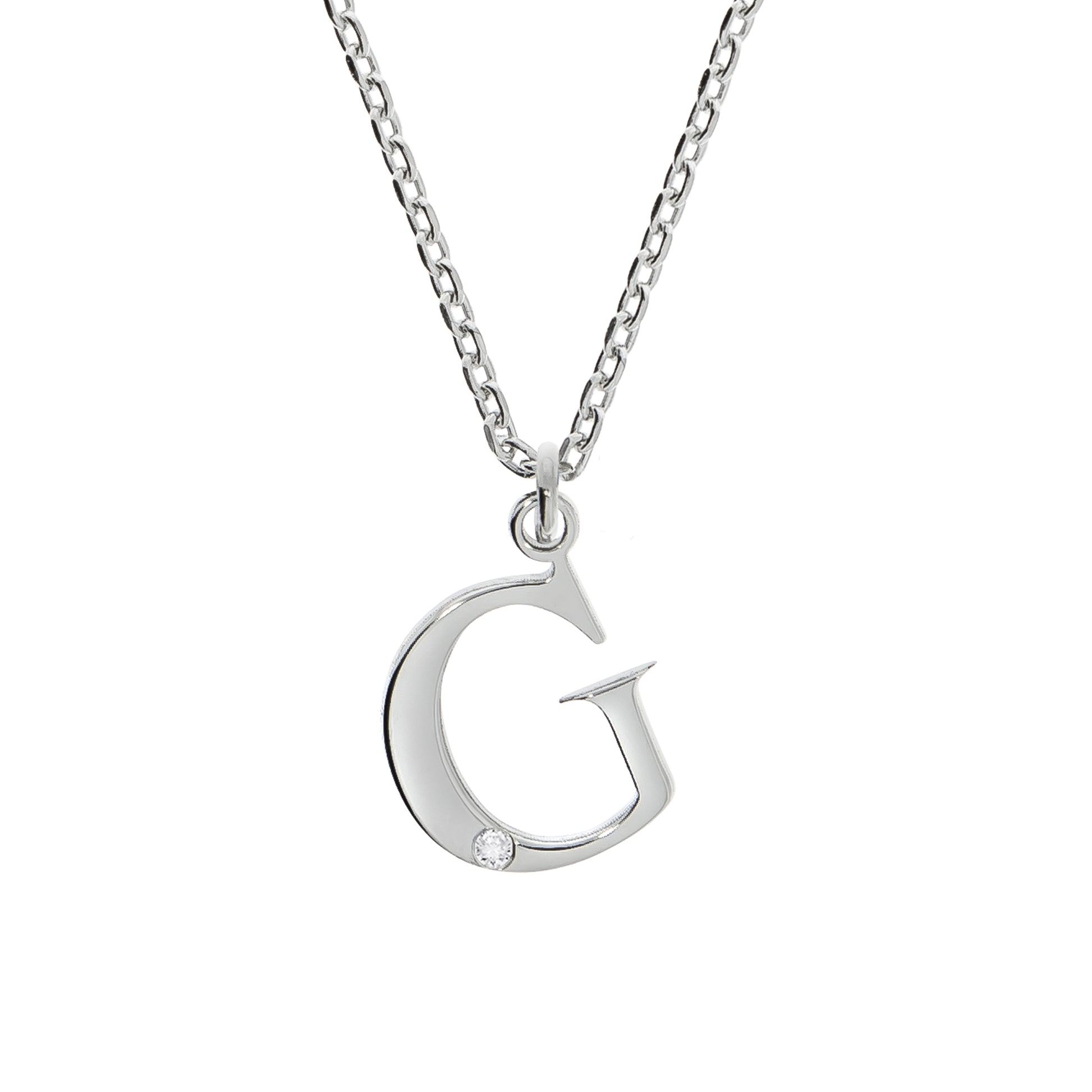 Halskette Silber 925 mit 1x Diamant 0,008ct. Buchstabe G