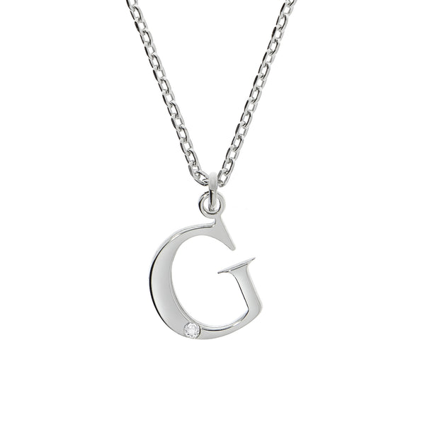 Halskette Silber 925 mit 1x Diamant 0,008ct. Buchstabe G
