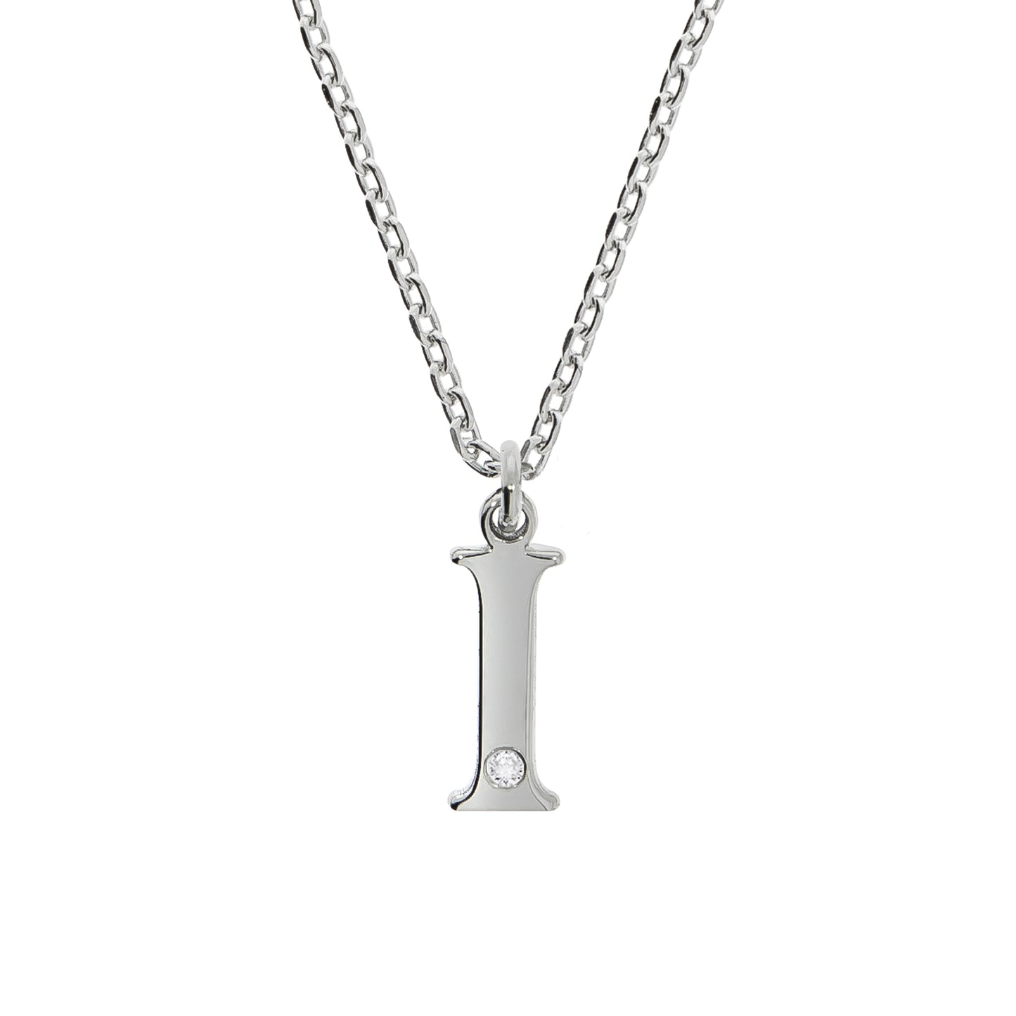 Halskette Silber 925 mit 1x Diamant 0,008ct. Buchstabe I