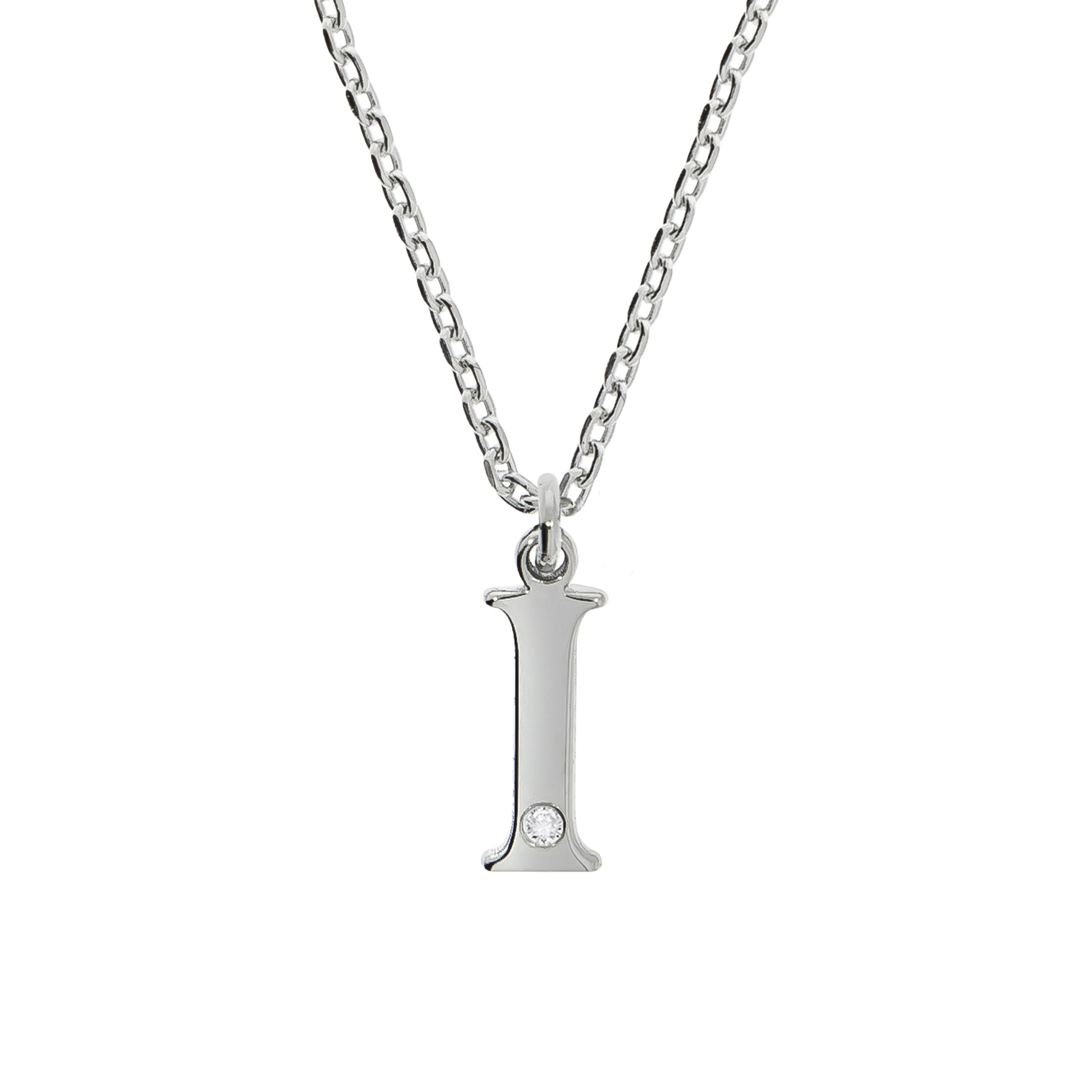 Halskette Silber 925 mit 1x Diamant 0,008ct. Buchstabe I