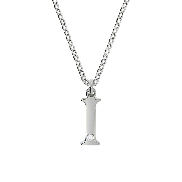 Halskette Silber 925 mit 1x Diamant 0,008ct. Buchstabe I