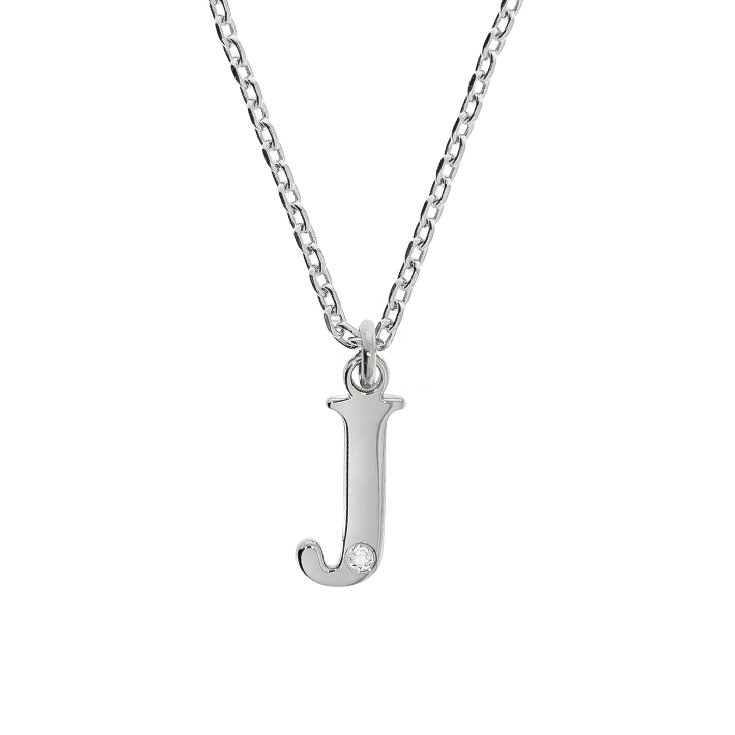 Halskette Silber 925 mit 1x Diamant 0,008ct. Buchstabe J