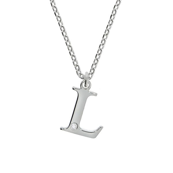 Halskette Silber 925 mit 1x Diamant 0,008ct. Buchstabe L