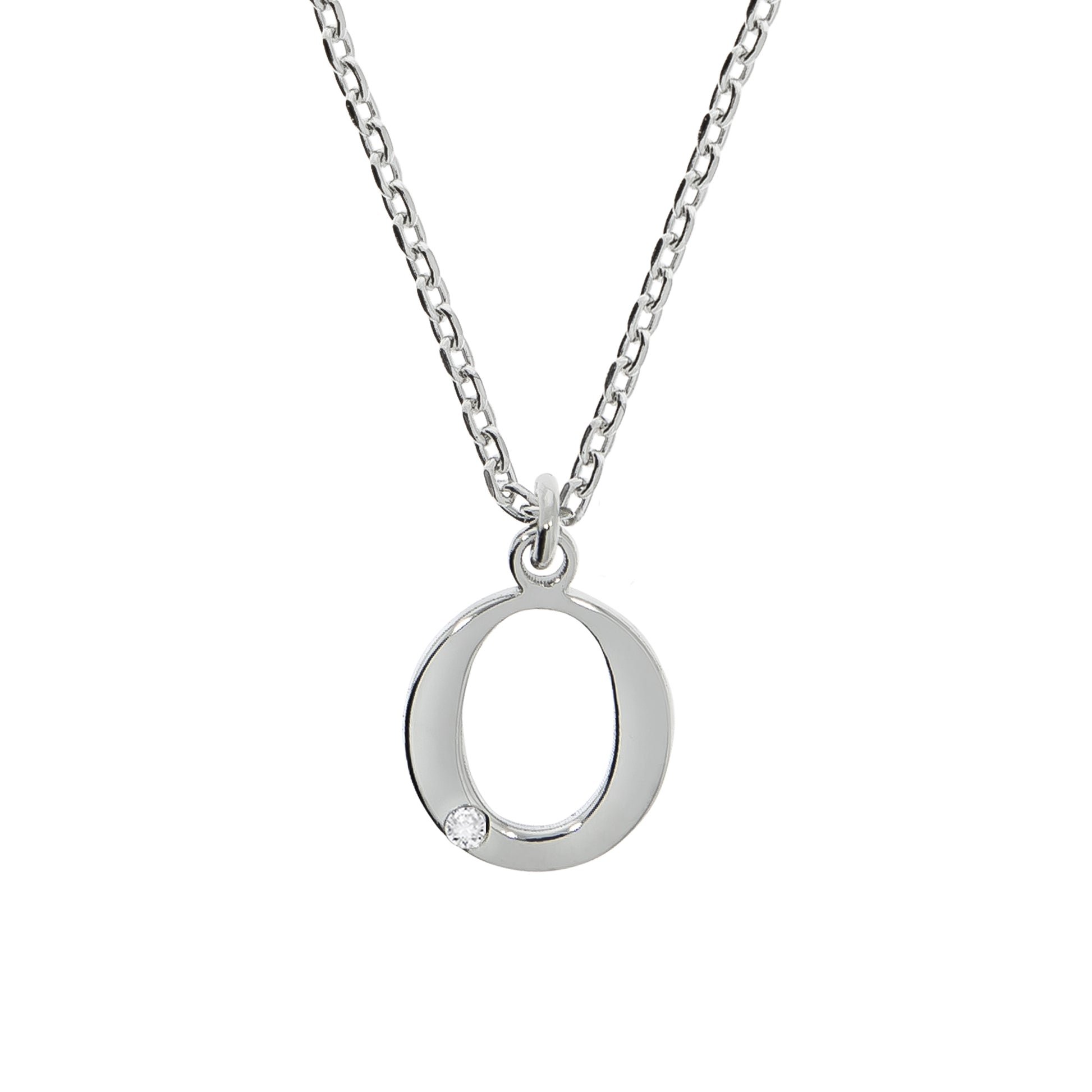 Halskette Silber 925 mit 1x Diamant 0,008ct. Buchstabe O