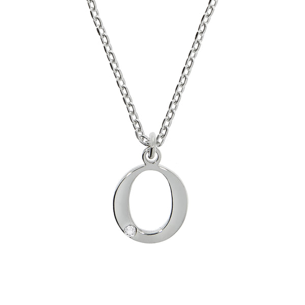 Halskette Silber 925 mit 1x Diamant 0,008ct. Buchstabe O