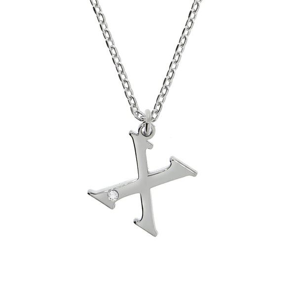 Halskette Silber 925 mit 1x Diamant 0,008ct. Buchstabe X