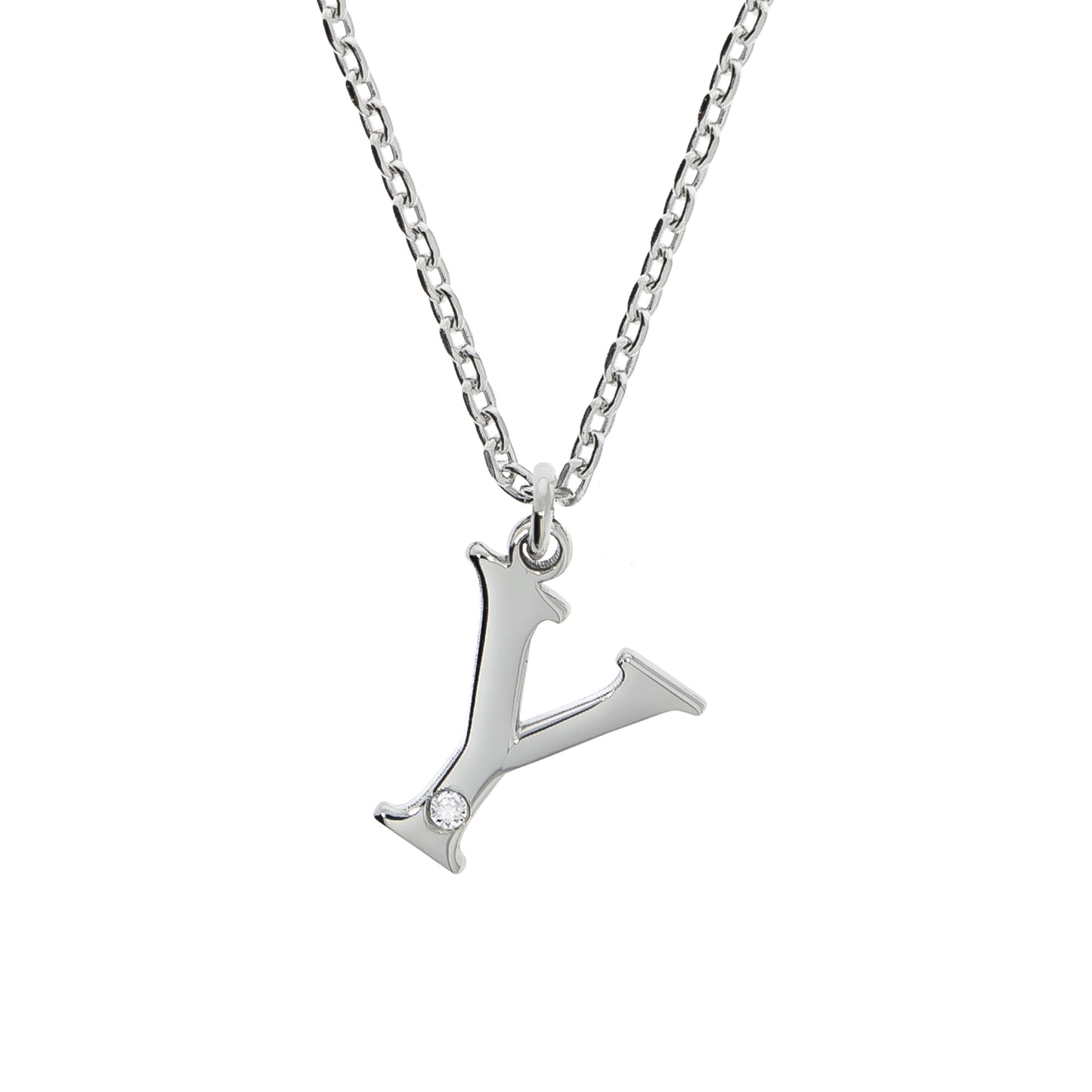 Halskette Silber 925 mit 1x Diamant 0,008ct. Buchstabe Y