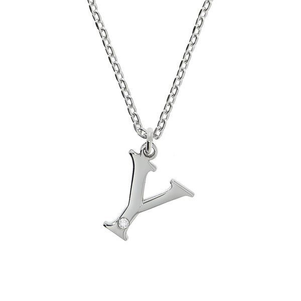 Halskette Silber 925 mit 1x Diamant 0,008ct. Buchstabe Y