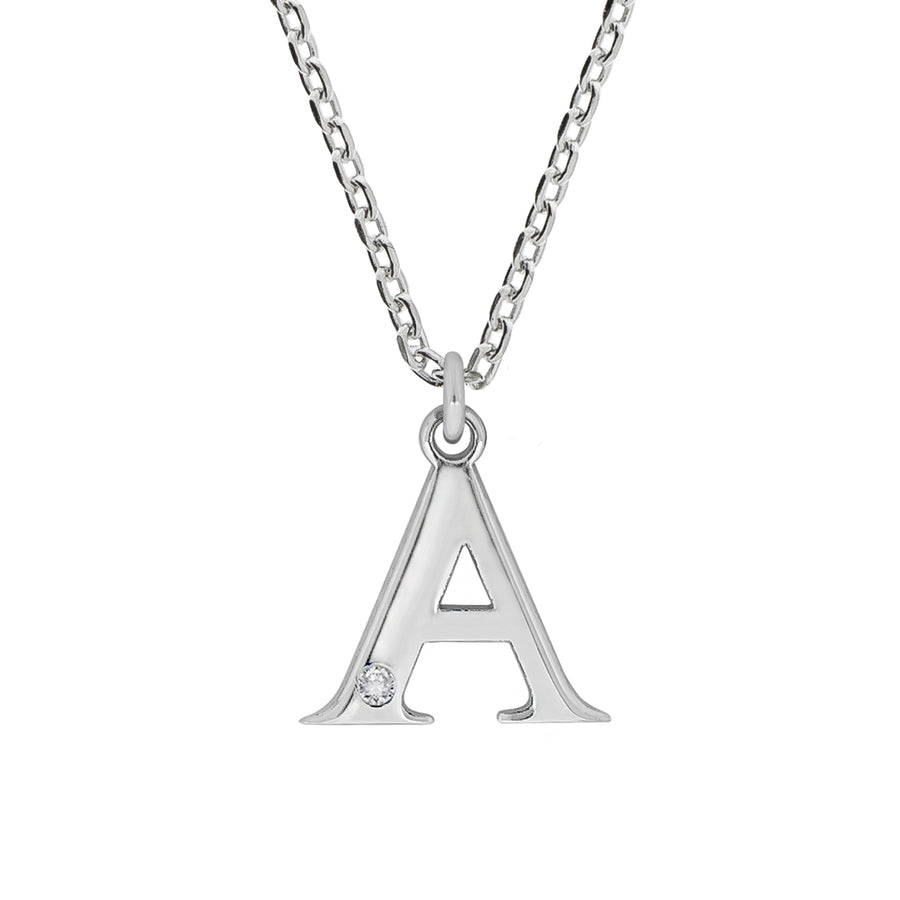 Halskette Silber 925 mit 1x Diamant 0,008ct. Buchstabe