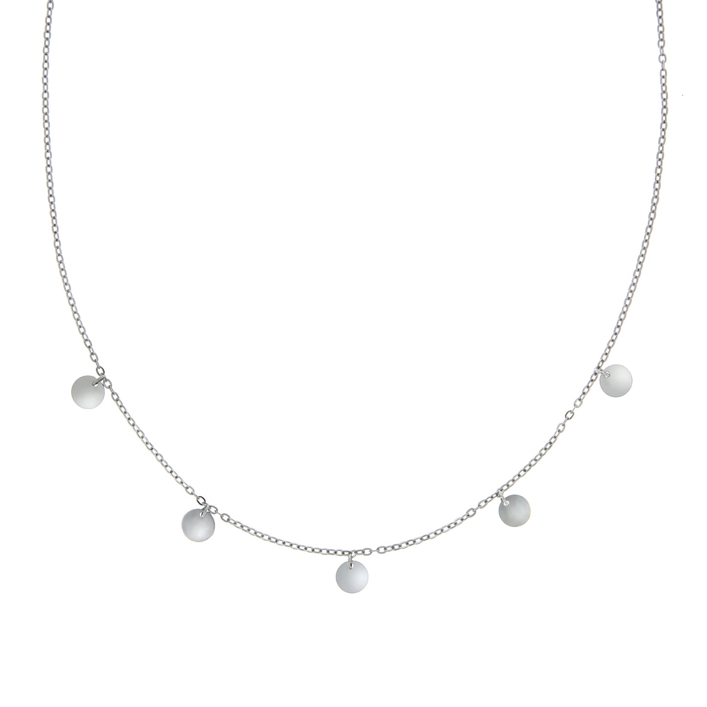 Halskette 925 Sterling Silber rhodiniert Plättchen-Anhänger 42+3cm