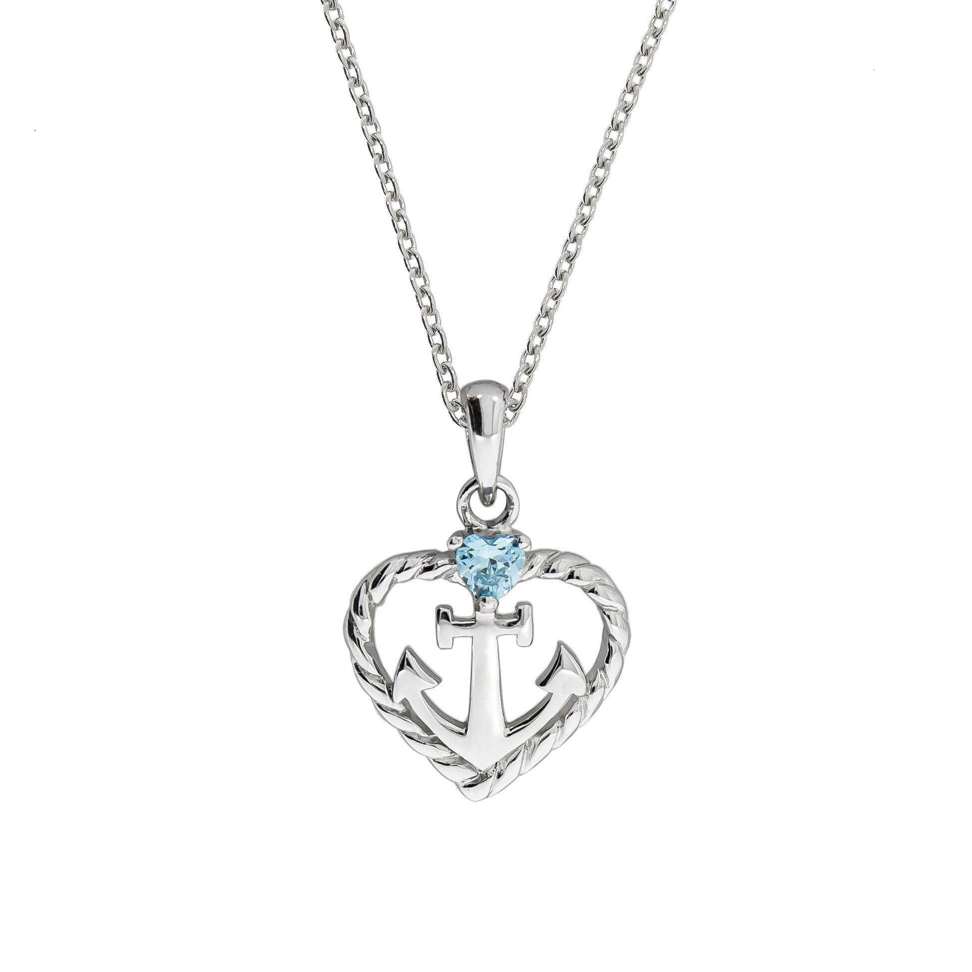Halskette Silber 925 rhodiniert Herz Zirkonia blau