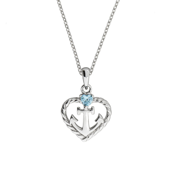 Halskette Silber 925 rhodiniert Herz Zirkonia blau