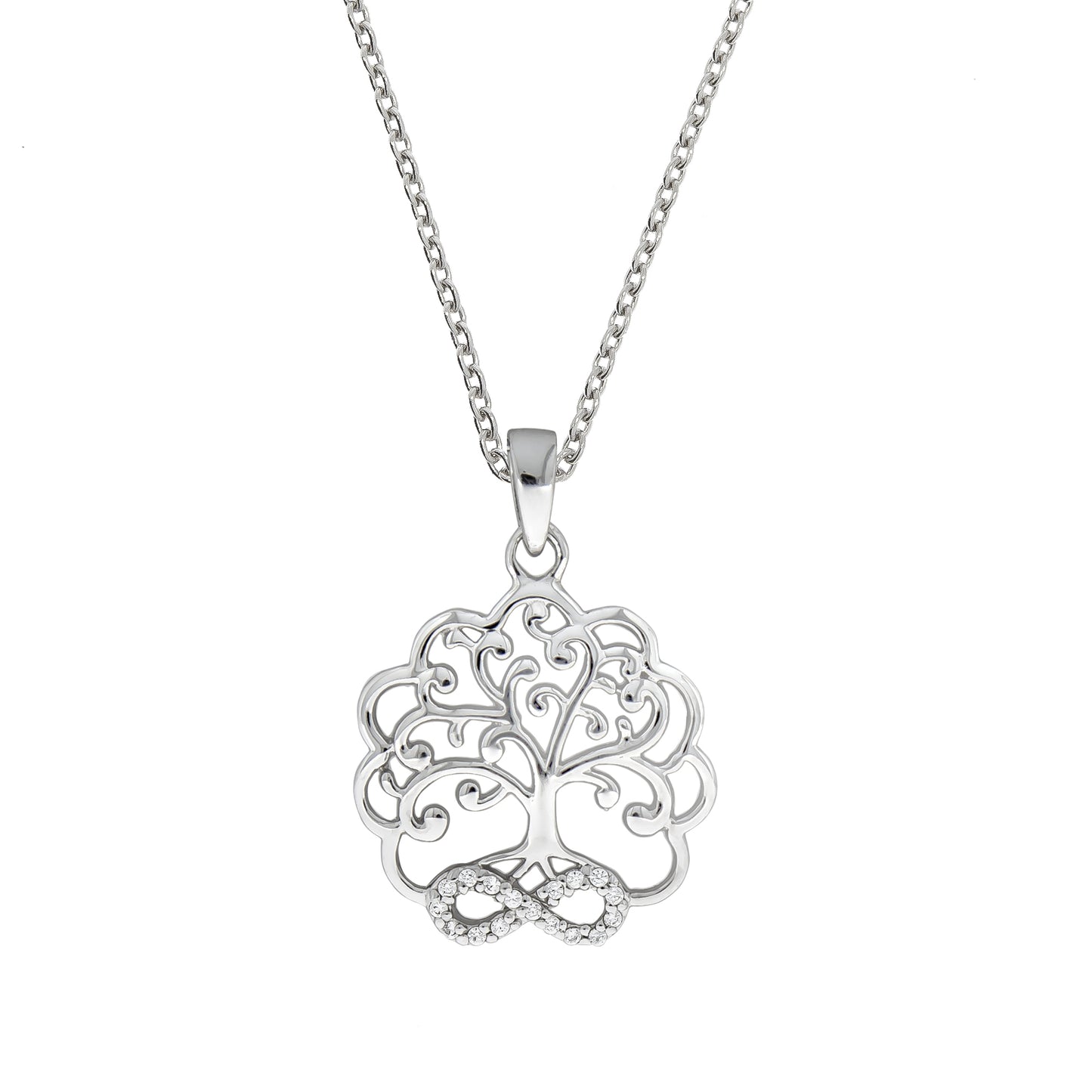 Halskette 925 Sterling Silber rhodiniert Lebensbaum