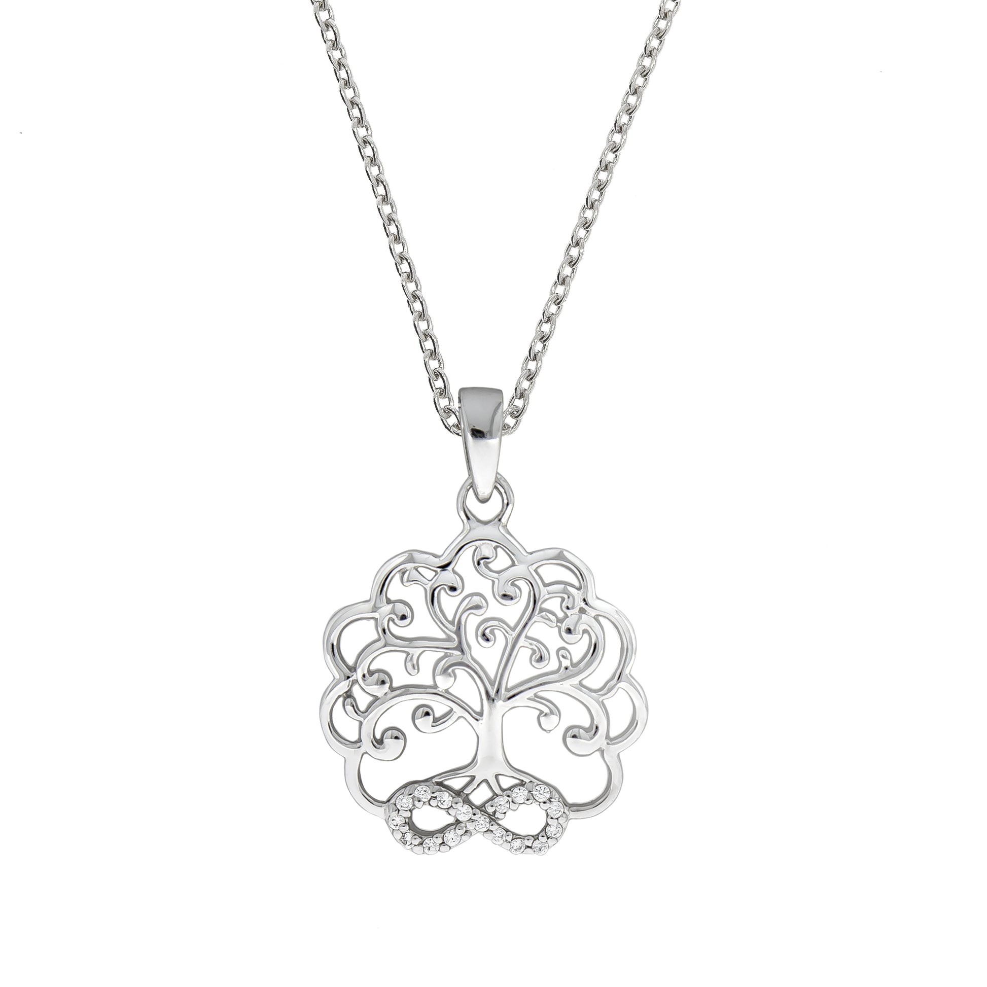 Halskette 925 Sterling Silber rhodiniert Lebensbaum