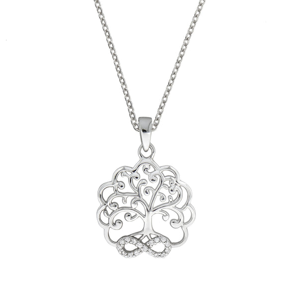Halskette 925 Sterling Silber rhodiniert Lebensbaum