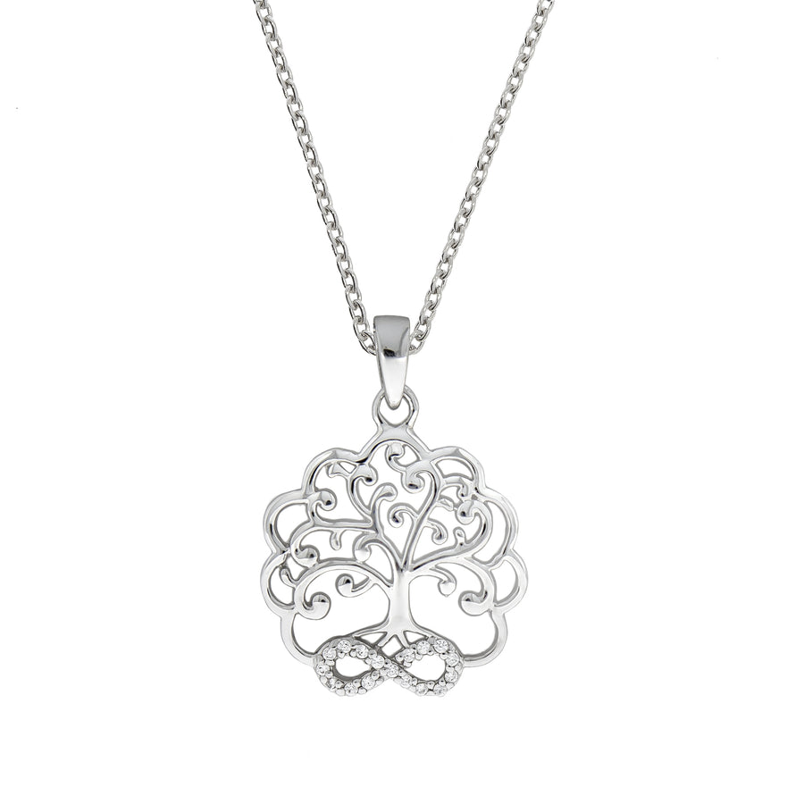 Halskette 925 Sterling Silber rhodiniert Lebensbaum