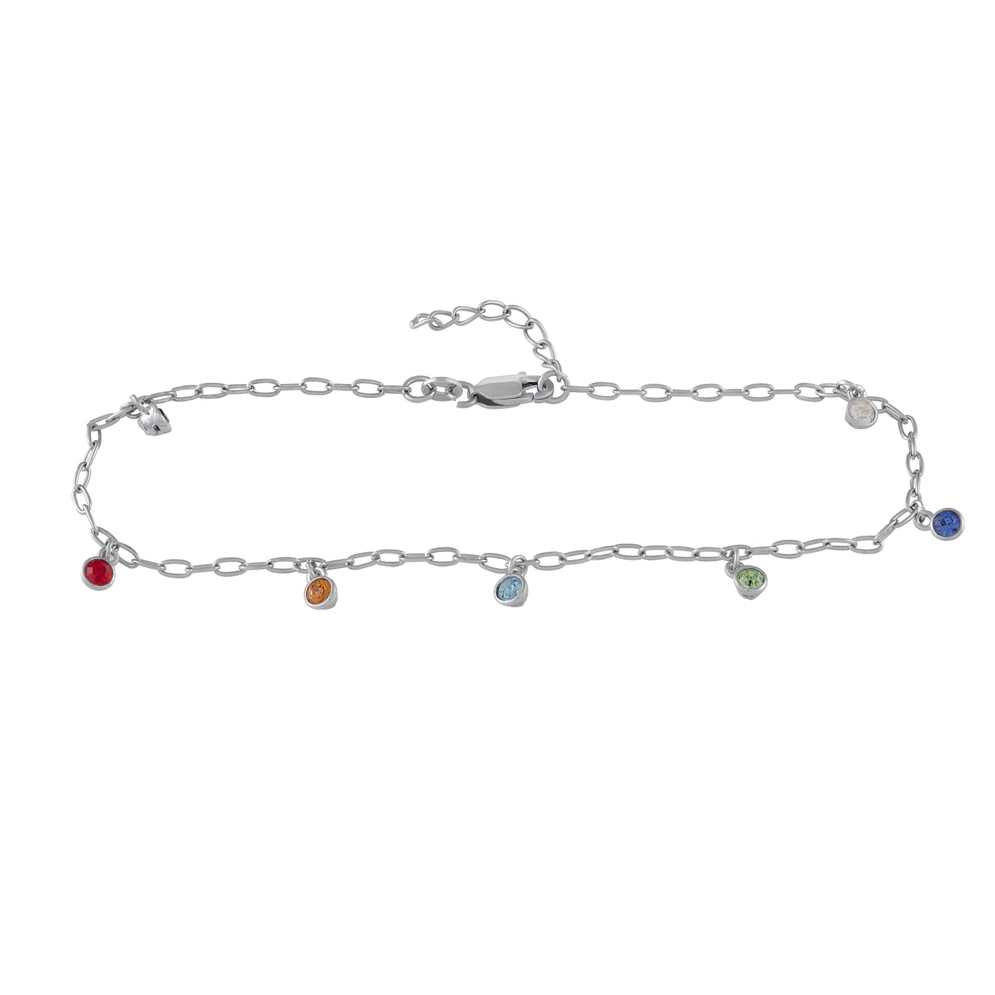 Armband Silber 925 rhodiniert mit bunten Kristallen 16+3cm lang