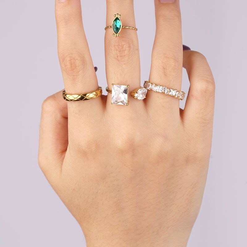 Diamonds Square Edelstahl Ring