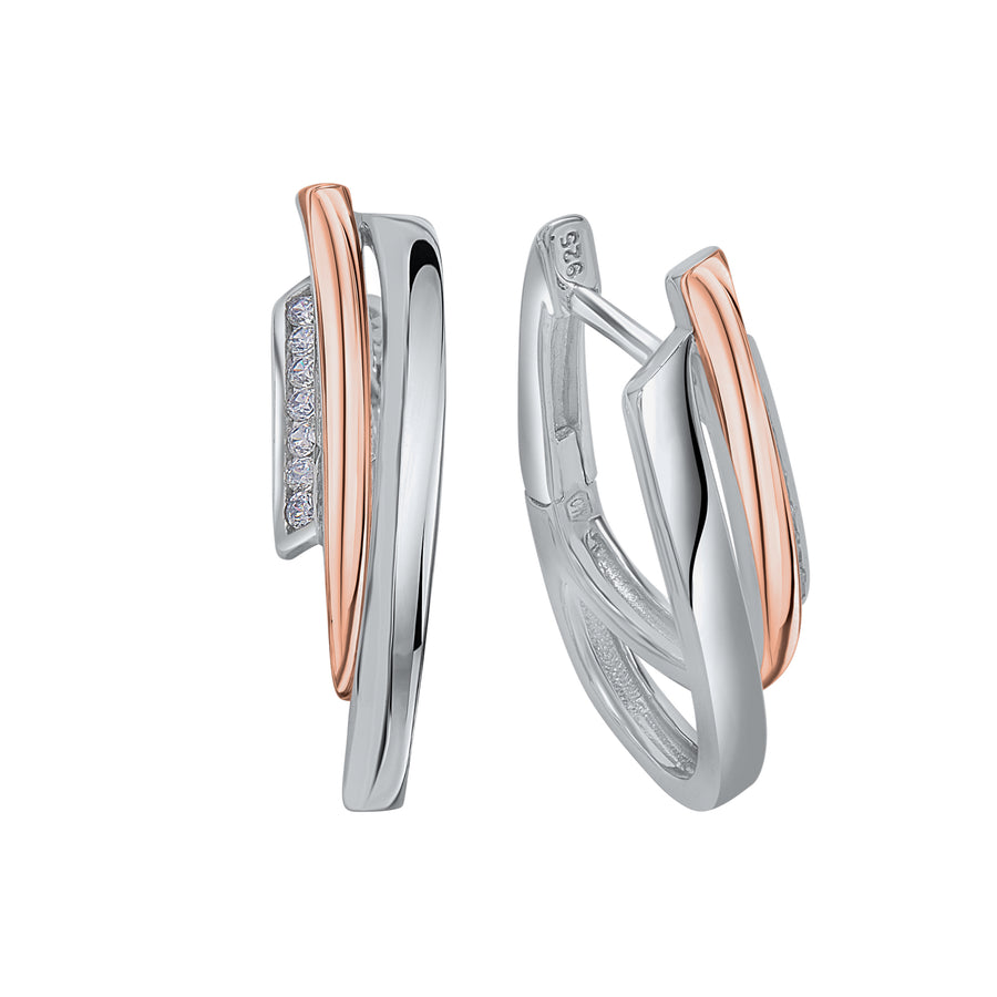Creolen 925 Silber rhodiniert + rosèvergoldet