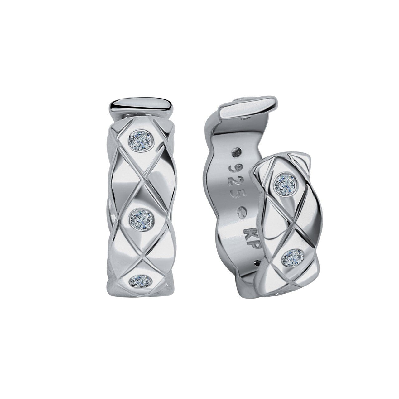 Ohrklemme 925/- Sterling Silber rhodiniert 1,0cm Zirkonia - LUMINOSO JEWELRY