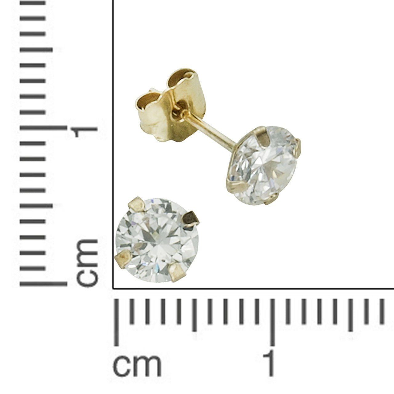 Ohrringe 333 Gold Zirkonia weiß 5mm - LUMINOSO JEWELRY