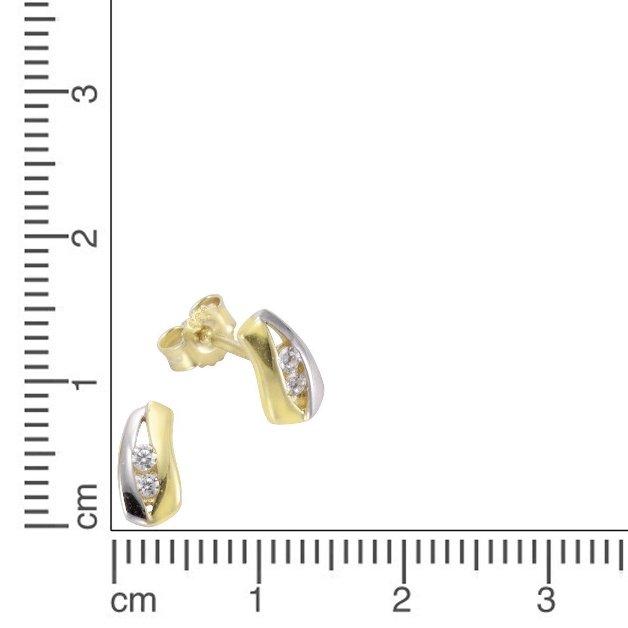 Ohrringe 333 Gold zweifarbig Zirkonia weiß - LUMINOSO JEWELRY