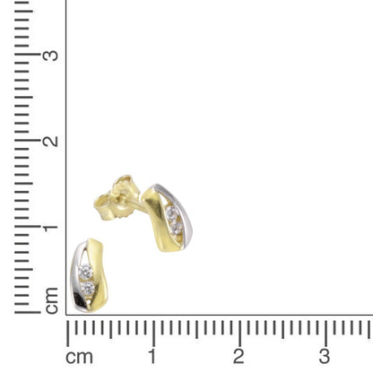 Ohrringe 333 Gold zweifarbig Zirkonia weiß - LUMINOSO JEWELRY