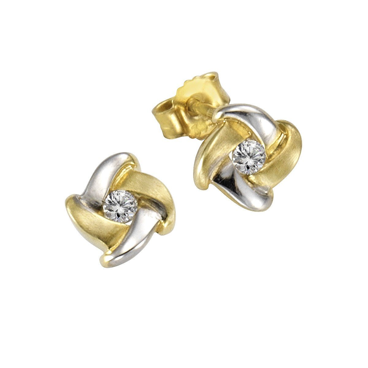 Ohrringe 333 Gold zweifarbig Zirkonia weiß - LUMINOSO JEWELRY