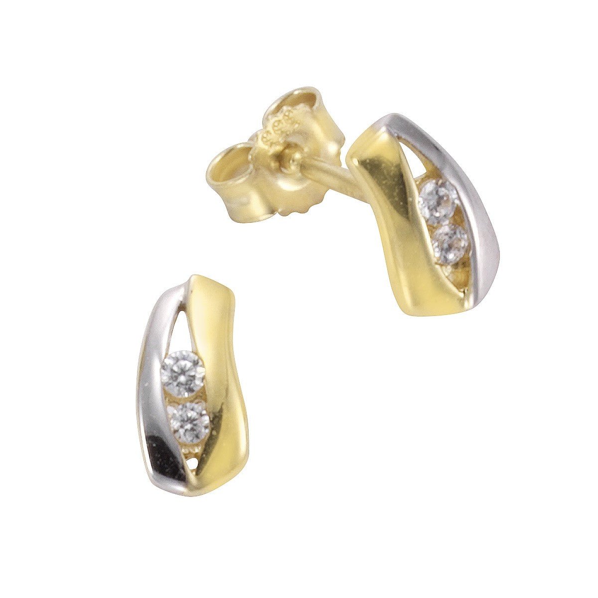 Ohrringe 333 Gold zweifarbig Zirkonia weiß - LUMINOSO JEWELRY