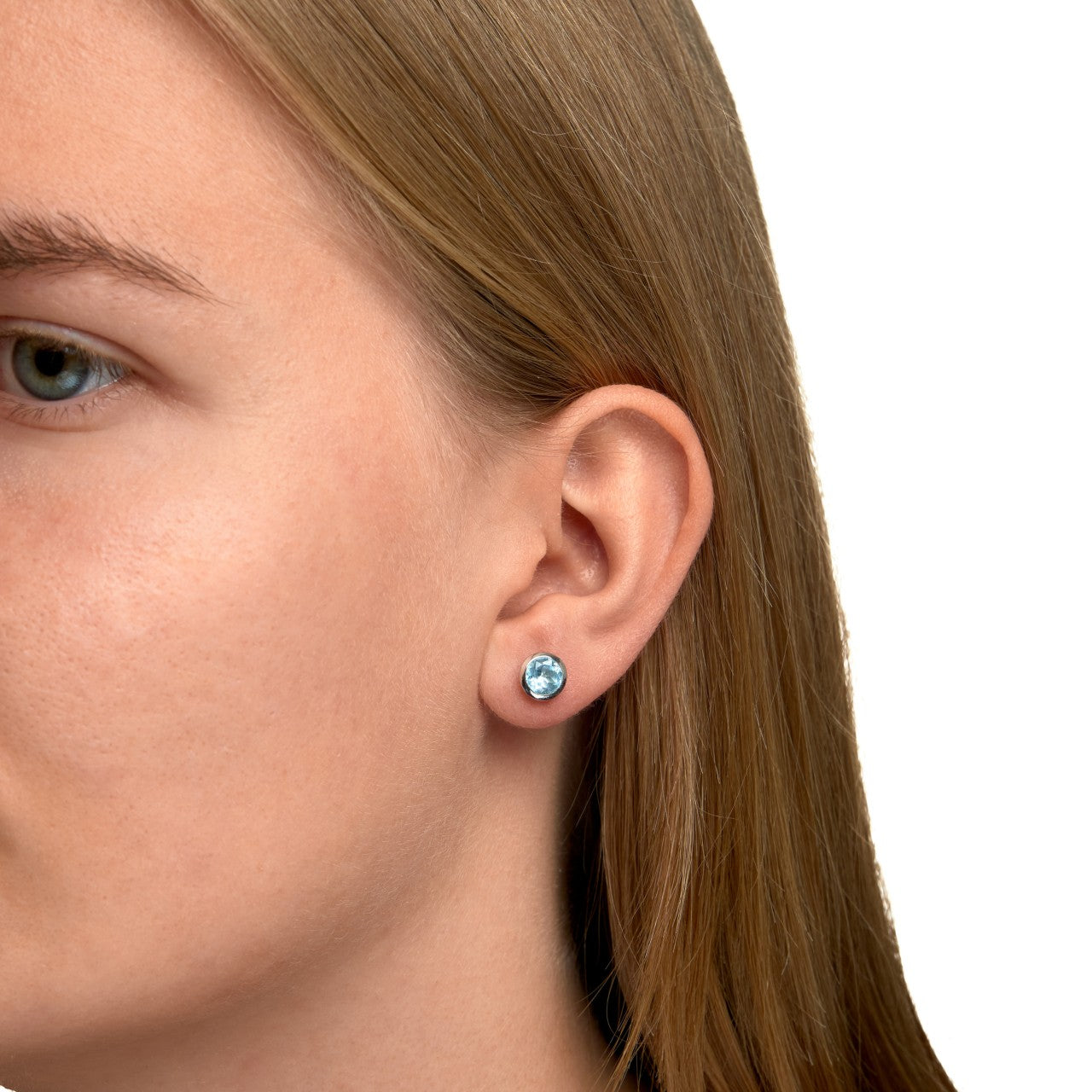 Ohrstecker 925/- Sterling Silber Blautopas beh. blau 0,75cm glänzend