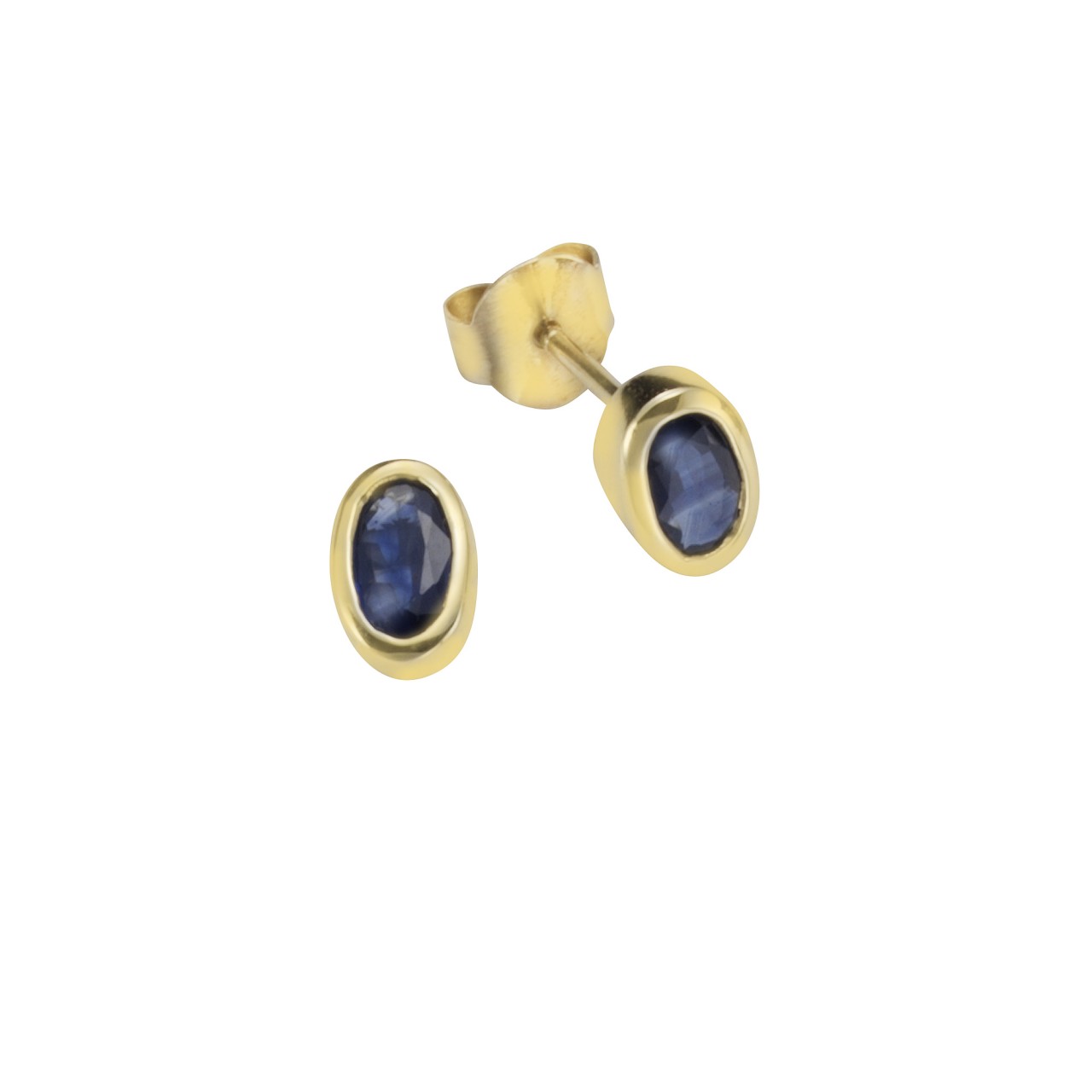 Stud earrings 375 yellow gold with sapphire