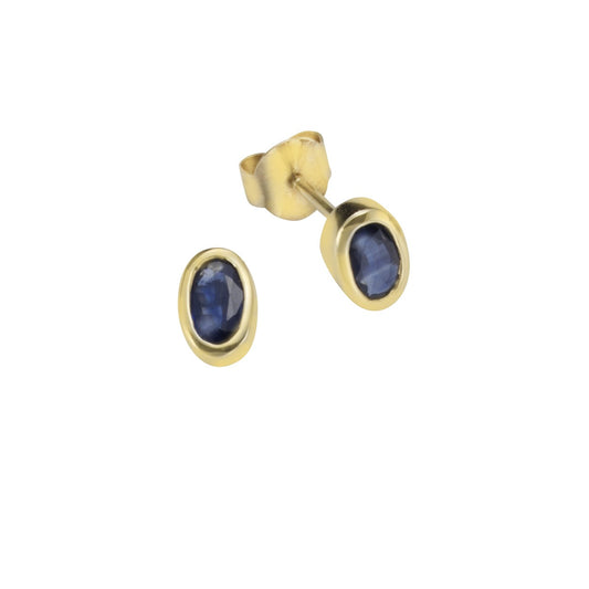 Stud earrings 375 yellow gold with sapphire