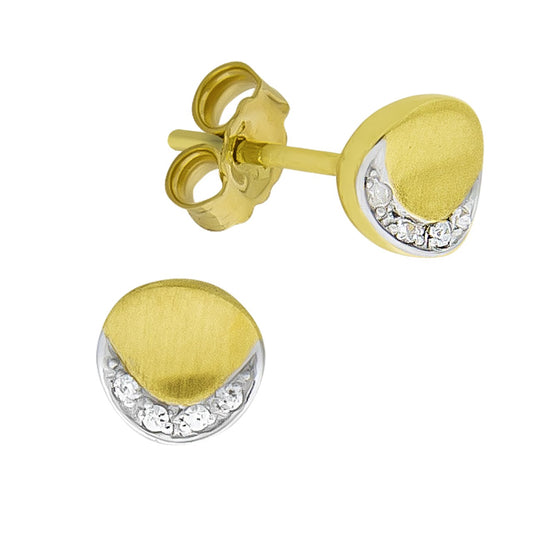 Stud earrings 333/- gold zirconia white 0.6cm matt