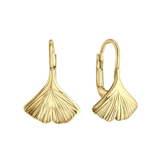 Gingko earrings made of 333 yellow gold