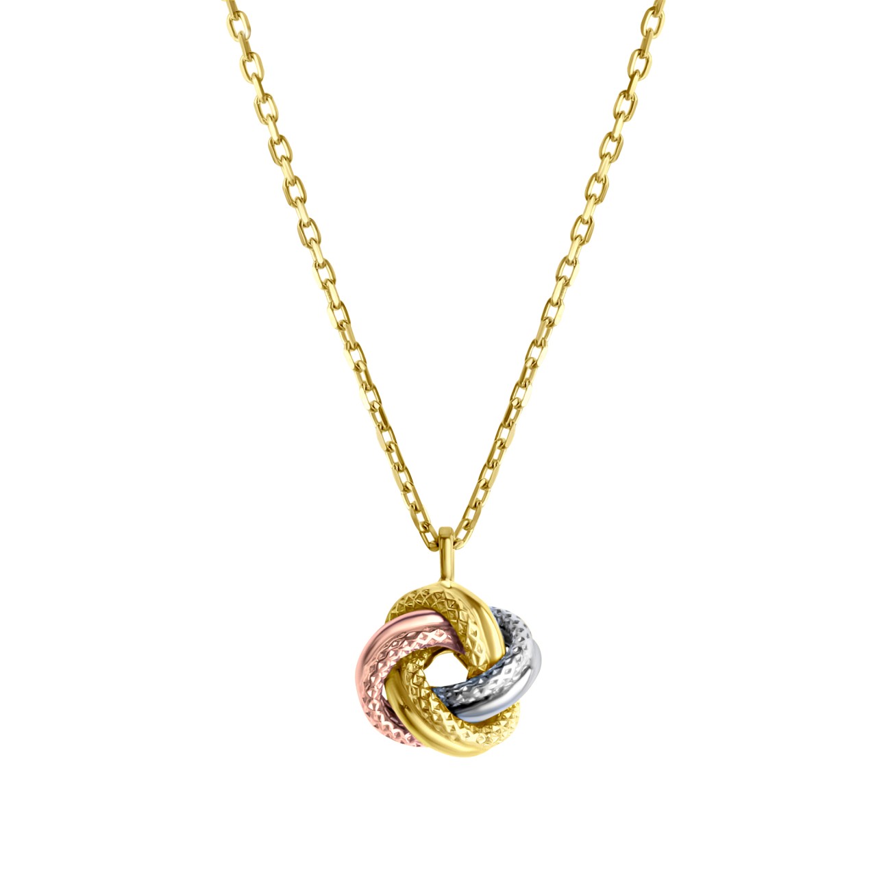 Necklace 585/- yellow gold tricolor structured