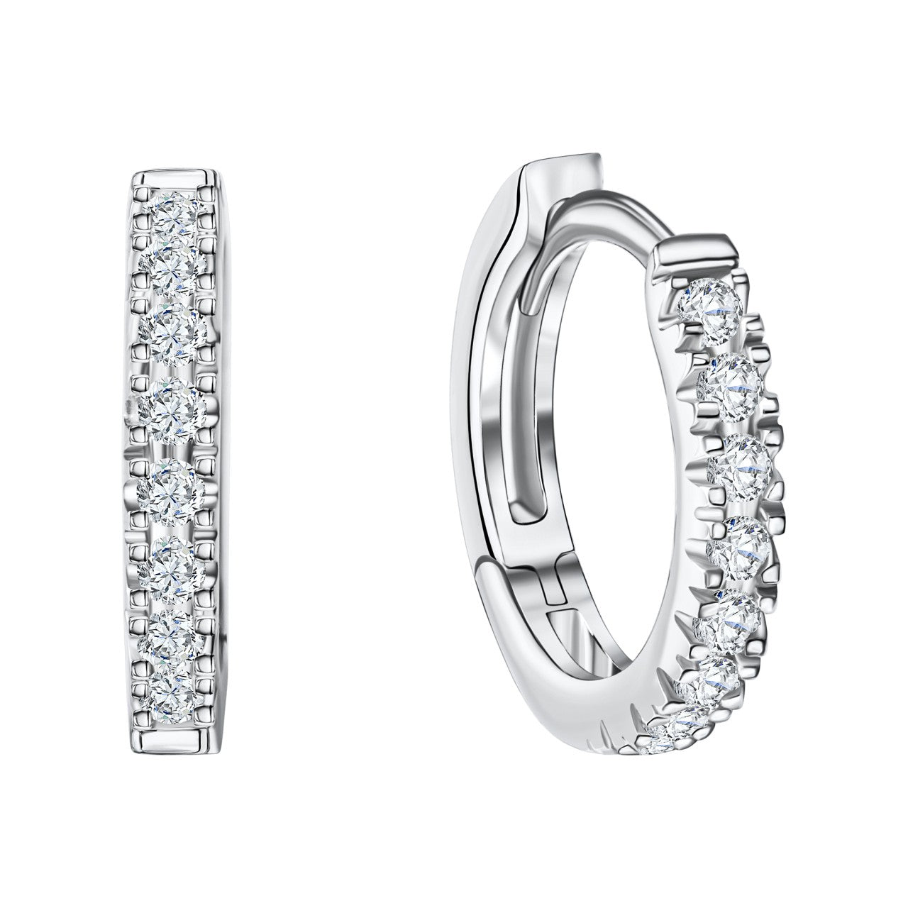 Klappcreolen 375/- Weißgold Zirkonia