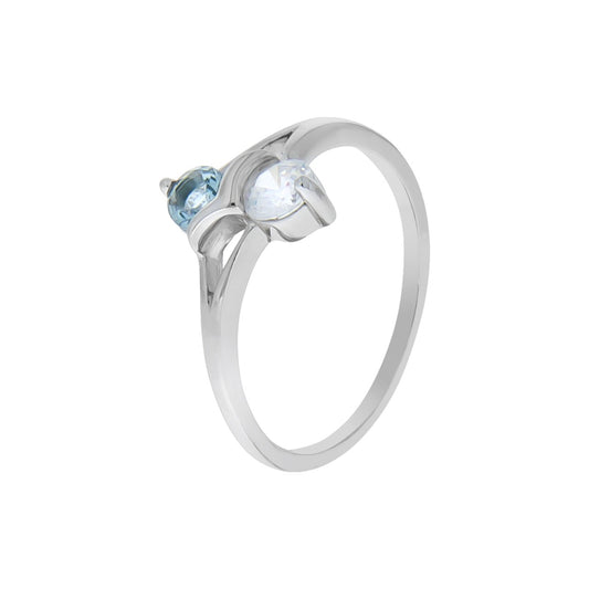 Ring 925/- Sterling Silber rhodiniert mit Zirkonia und Glasstein