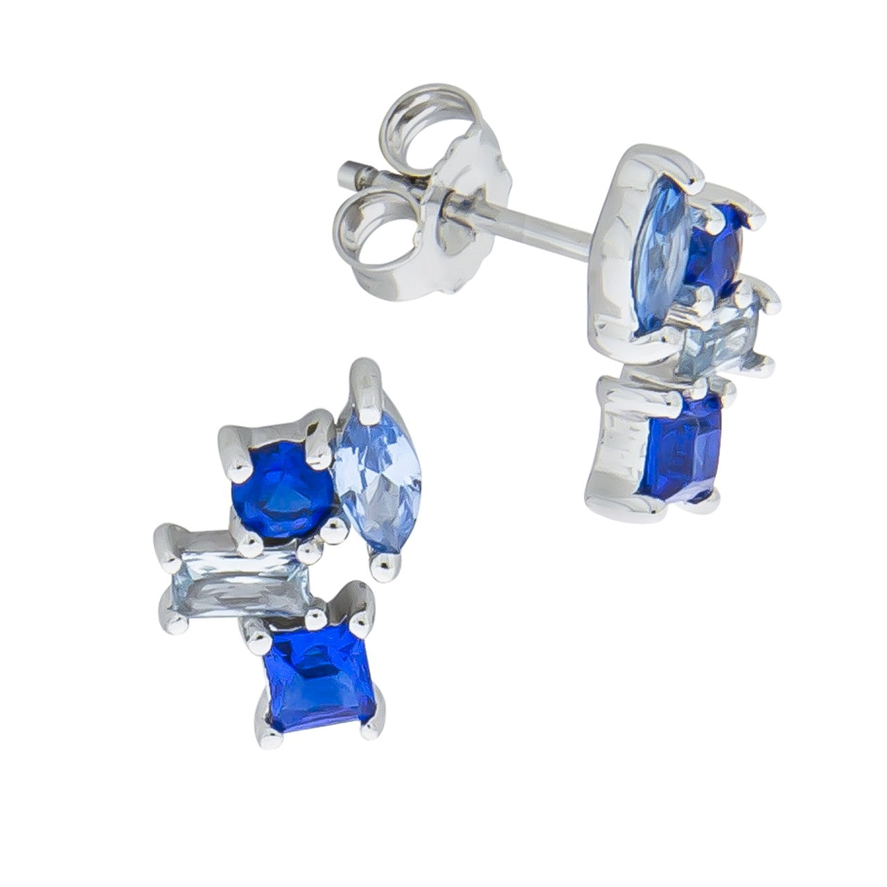 925/- Sterling silver rhodium-plated synthetic blue stones