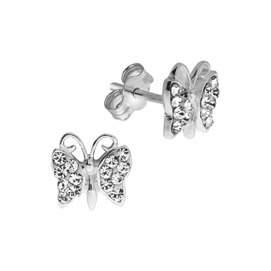 Ohrstecker Schmetterling 925/- Sterling Silber mit Kristall