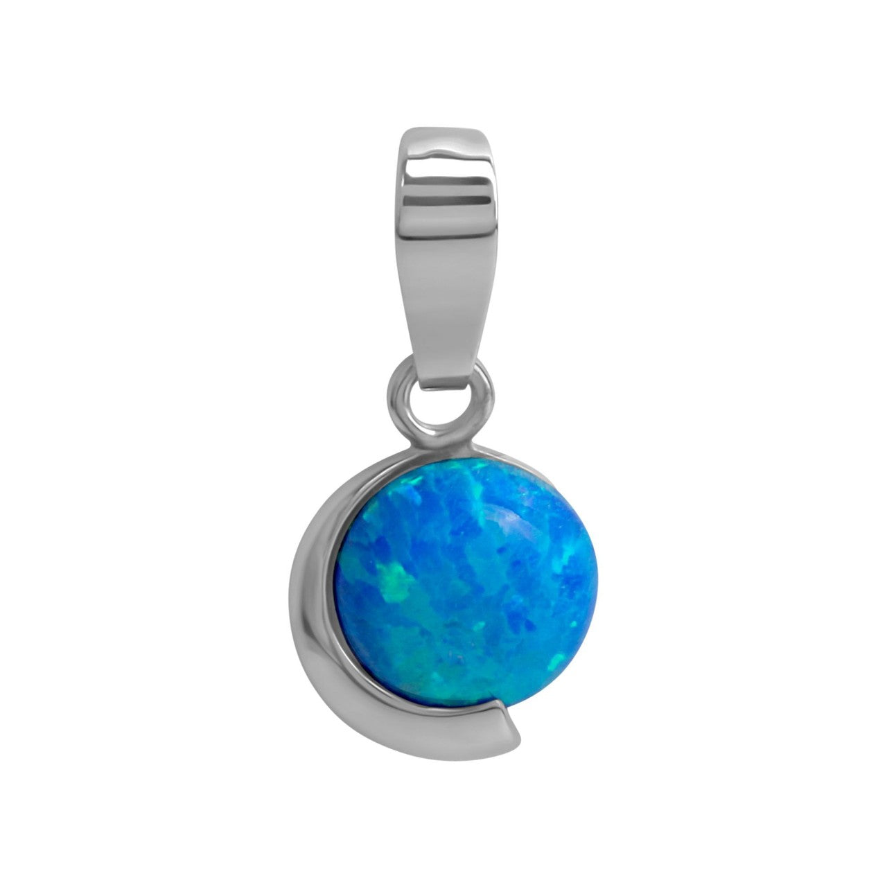 Anhänger 925/- Sterling Silber rhodiniert imit. Opal blau