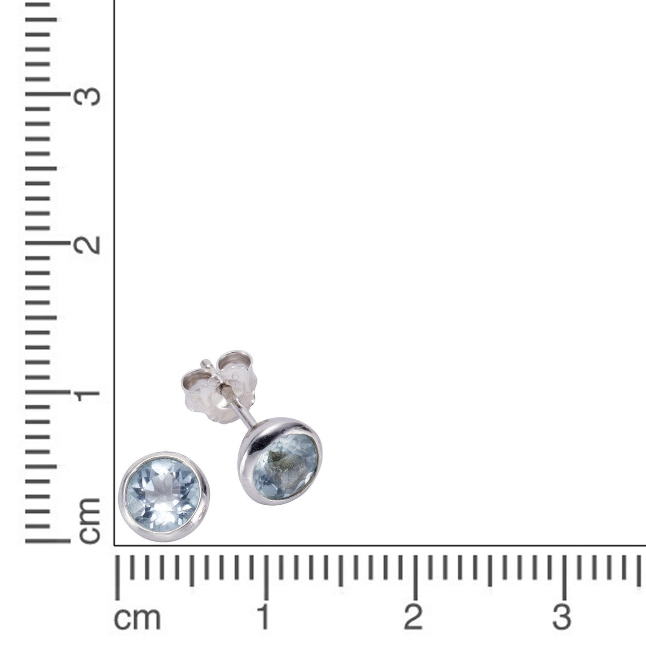Ohrstecker 925/- Sterling Silber Blautopas beh. blau 0,75cm glänzend